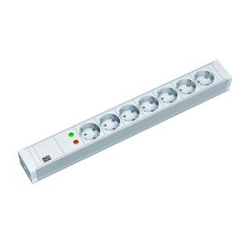 PDU19'' 7xSchuko Alb, 2 m fisa Schuko, PVC,prot.