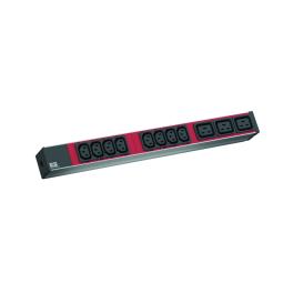 PDU19'' 8XC13 + 3XC19, 2m fisa C20 si AL- Negru- prize Rosii