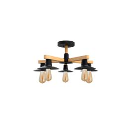 PHIL CANDELABRU 5XE27 NEGRU/LEMN