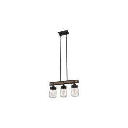 PIERA PENDUL 3XE27 MAT NEGRU/LEMN