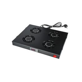 Placă 19" cu 4 ventilatoare, 1U, digital, negru RAL 9005