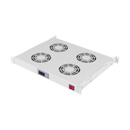 Placă 19” cu 4 ventilatoare, 1U, termostat digital, RAL7035