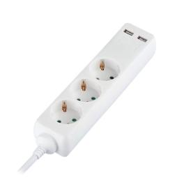 Prelungitor 3 cai + 2usb 5m(3g1.5mm2) alb