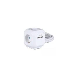 PRELUNGITOR CUBIC 3X1.5MM 1.4M 4 CAI 16A + 2 USB 2.1A