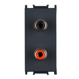 Priză audio 1M 2xRCA, negru