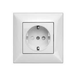 Priză completă, cu protecție, conexiune elastică, albă