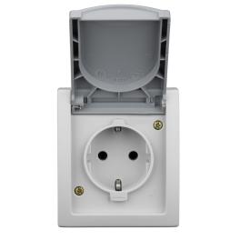 Priză cu PE şi capac, 16A, PT, cleme elastice, IP54