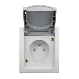 Priză cu pin PE şi prot copii, 16A, PT, cleme elastice, IP54