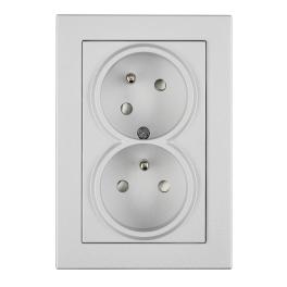 Priză dublă completă cu Pin PE, 2xPE, 1 priză rotită 45°, ar
