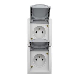 Priză dublă cu pin PE, montaj vert., conex el. IP54