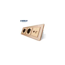 Priză triplă Schuko + Schuko + Tv-Calculator