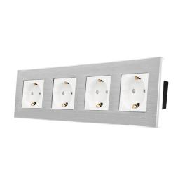 Priza Cvadrupla LUXION cu rama din aluminiu - alb