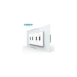 Priza cvadrupla USB, 4M, cu rama sticla