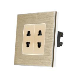 Priza Dubla cu Module Inguste cu Rama din Aluminiu LUXION - auriu