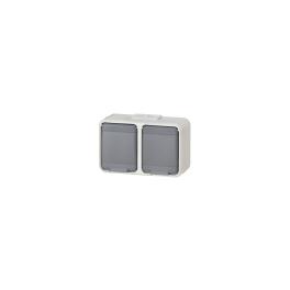 Priza dubla cu PE IP44, gri/gri