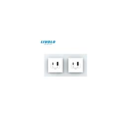 Priza dubla USB tip A si tip C, cu rama sticla