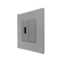 Priza HDMI cu Rama din Sticla LUXION - gri