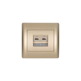 PRIZA PC DUBLA RHYME CHAMPAGNE METALIC