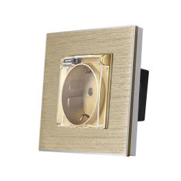 Priza Simpla cu Capac de Protectie LUXION cu rama din aluminiu - auriu