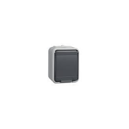 Priza simpla cu PE IP44, gri/gri