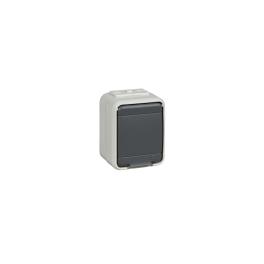 Priza simpla cu PE IP44, gri/gri