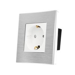 Priza Simpla LUXION cu rama din aluminiu - alb