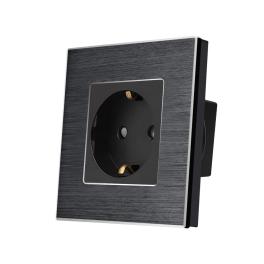 Priza Simpla LUXION cu rama din aluminiu - negru