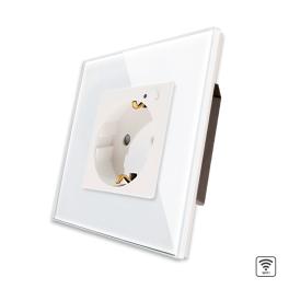 Priza Simpla Wi-Fi cu Monitorizare Consum, cu Rama din Sticla LUXION - alb