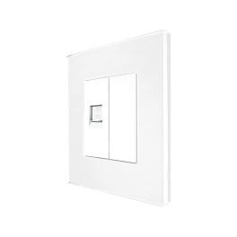 Priza Telefon + Blank cu Rama din Sticla LUXION - alb
