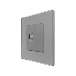Priza Telefon + Blank cu Rama din Sticla LUXION - gri
