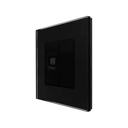 Priza Telefon + Blank cu Rama din Sticla LUXION - negru