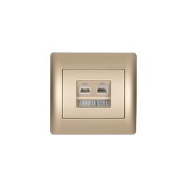 PRIZA TELEFON+PC RHYME CHAMPAGNE METALIC