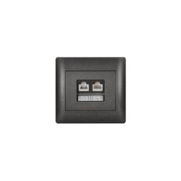 PRIZA TELEFON+PC RHYME NEGRU METALIC