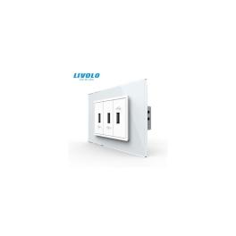 Priza tripla USB 3M, cu rama sticla