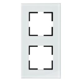 Ramă decorativă din sticlă pentru 2 aparate, alb