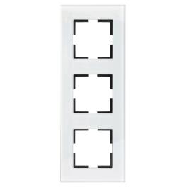 Ramă decorativă din sticlă pentru 3 aparate, alb
