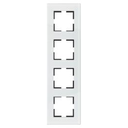 Ramă decorativă din sticlă pentru 4 aparate, alb