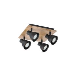 RIKO SPOT 4xGU10 NEGRU/LEMN