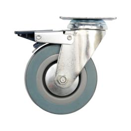 ROATĂ PIVOTANTĂ DE 125MM CU CAUCIUC GRI ȘI FRÂNĂ