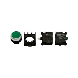 Set complet buton comandă iluminat, verde, 230V