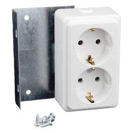 Set prize duble 16A, 250V c.a., cu sistem de montaj