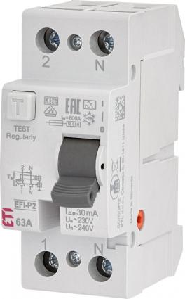 Siguranta automata diferentiala rccb eti 63a, tip a efi-2 a 63/0.03