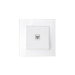 SINGLE LAN SOCKET GLASS FRAME WHITE
