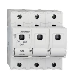 Soclu pentru portfuzibile D02, seria ARROW S, 3-poli, 20A