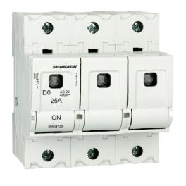 Soclu pentru portfuzibile D02, seria ARROW S, 3-poli, 25A