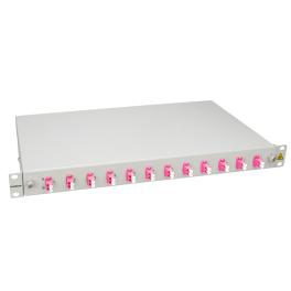Splicebox, 12 fibre,LC,50/125µm OM4, culisant,19",1UV , ECO