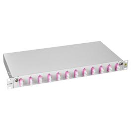 Splicebox, 12 fibre,SC,50/125µm OM4, culisant,19",1UV