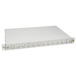 Splicebox, 12 fibre,ST,50/125µm OM2, culisant,19",1UV , ECO
