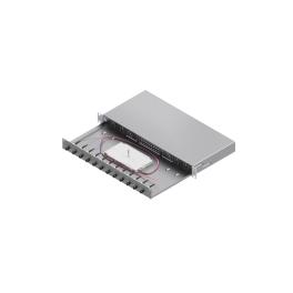 Splicebox, 12 fibre,ST,50/125µm OM3, culisant,19",1UV