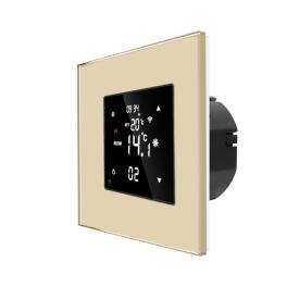 Termostat Wi-Fi pentru incalzirea electrica si pe gaz LUXION cu Rama din Sticla - auriu
